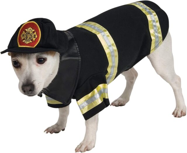 Honden brandweerman kostuum