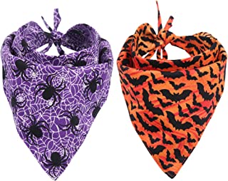 KZHAREEN 2 Pack Halloween Dog Bandana Omkeerbare Driehoek Slabbetjes Sjaal Accessoires