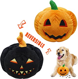 Lepawit Cute Halloween Squeaky Dog Toys Interactieve Hide and Seek Dog Toys Pluche Omkeerbare Holle Pompoen Dog Toys voor ...