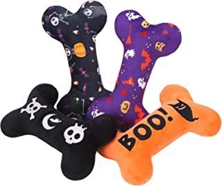 SCENEREAL Halloween Dog Toys - 4 Packs Hond Piepend Pluche Speelgoed Duurzaam Schattig Bot Interactieve Hond Gevuld Speelgoed met Pieper ...