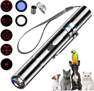 Hond Laser Pointer, 7 verstelbare patronen Laser, Lange Afstand 3 modi Training Chaser Interactief Speelgoed, USB Opladen