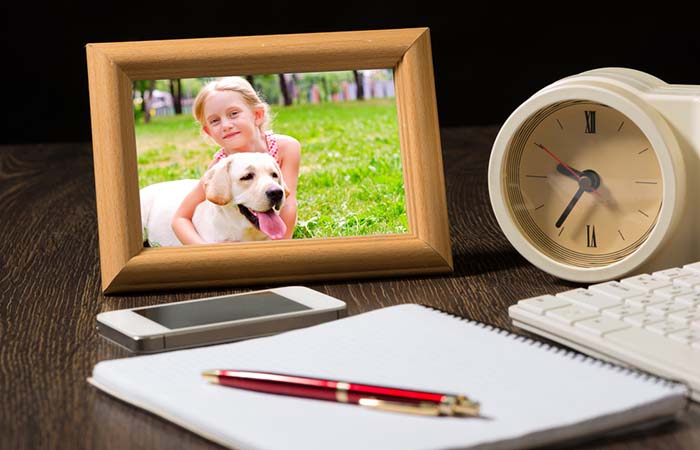 De foto van uw hond staat op uw bureau