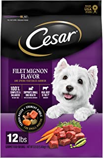 CESAR Klein ras droog hondenvoer Filet Mignon Smaak met lentegroenten Garneren Hondenbrokken, 12 lb. Zak