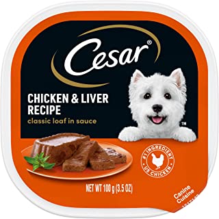 CESAR Soft Wet Dog Food Classic Loaf in Sauce Chicken &Liver Recept, (24) 3,5 oz. Easy Peel Trays