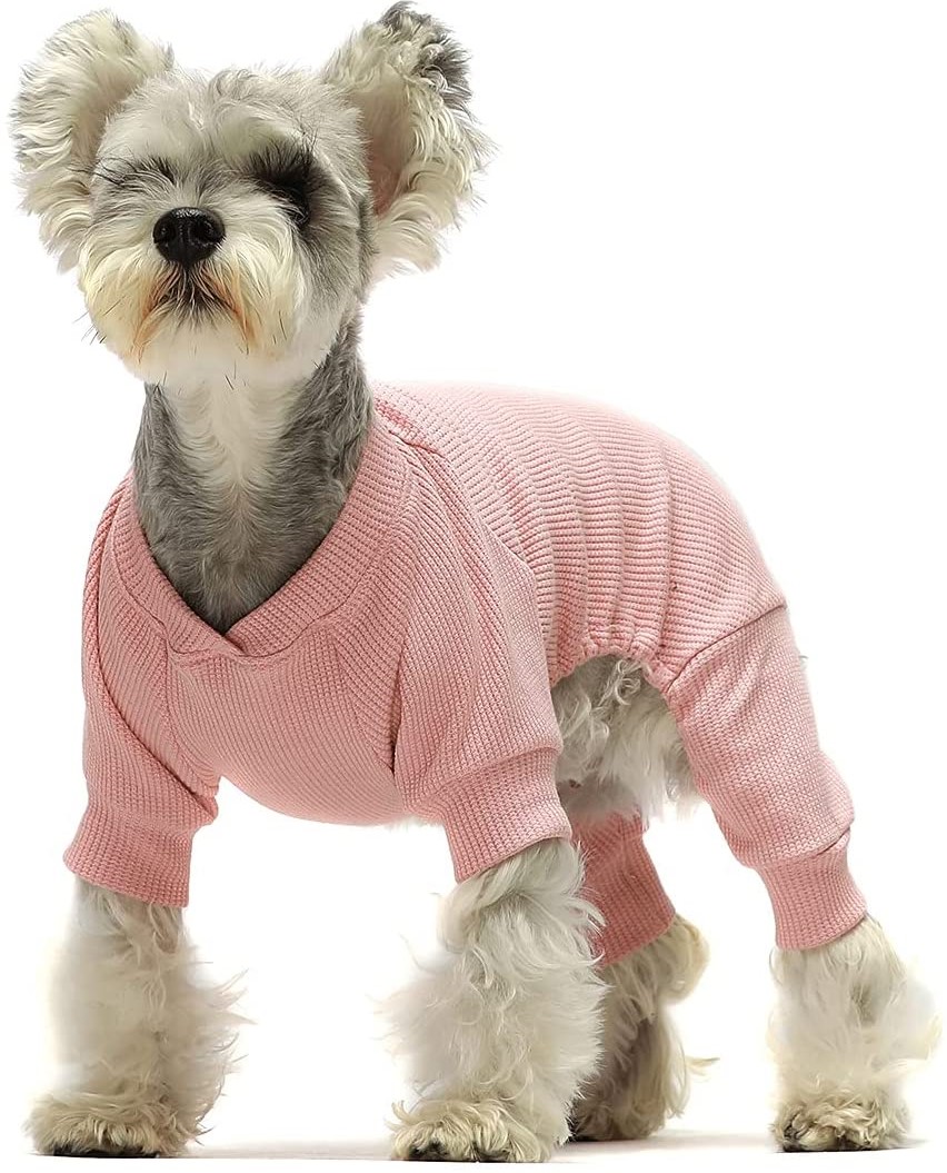 Fitwarm Basics 100% katoen lichtgewicht wafel gebreide honden pyjama