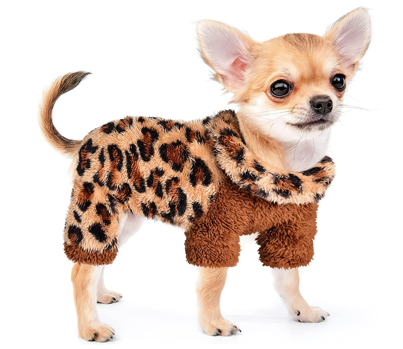 Sebaoyu Store Leopard Turtleneck Dog Pyjama
