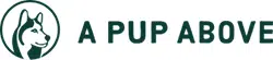 een pup boven hondenvoer logo