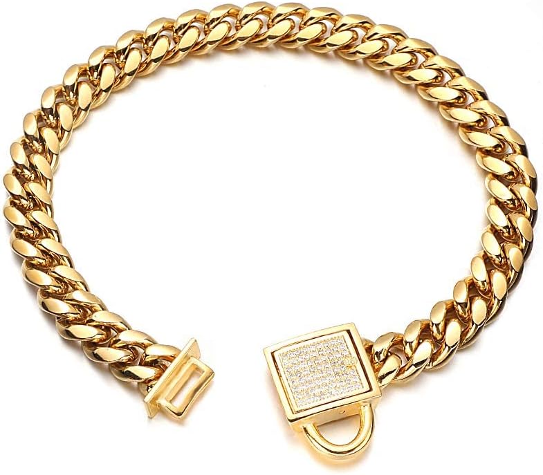 Aiyidi Gold Hondenketting Halsband 10mm breed