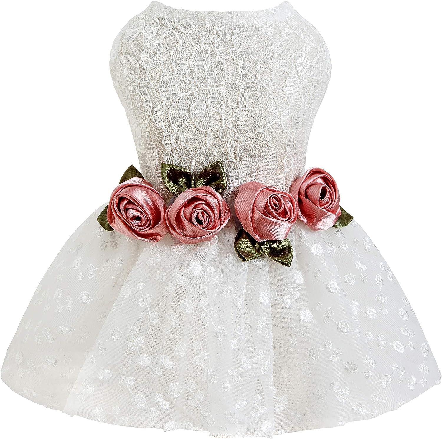 Fitwarm luxe rose lace huisdier hond trouwjurk bruid kleding formele kleding