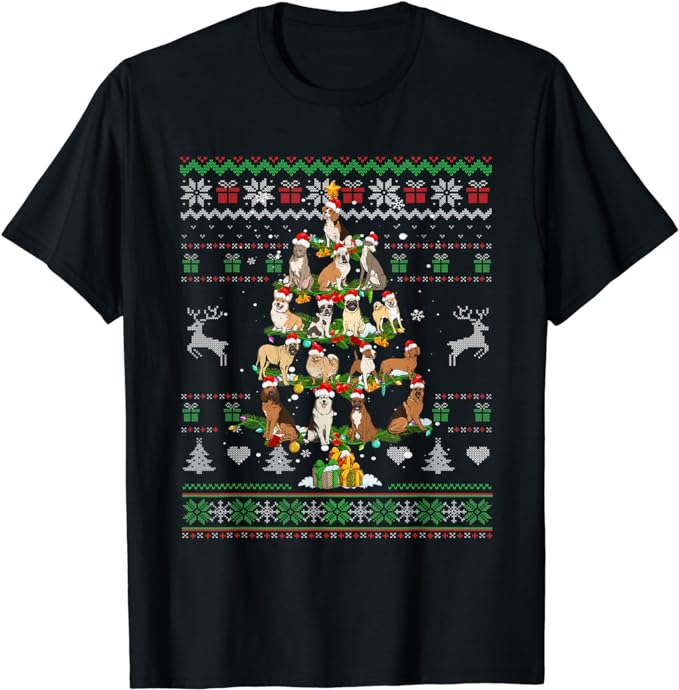 Honden Kerstboom Grappige Hond Minnaar Lelijke Trui Xmas Huisdieren T-Shirt