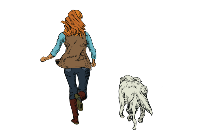 Vrouw die met hond loopt