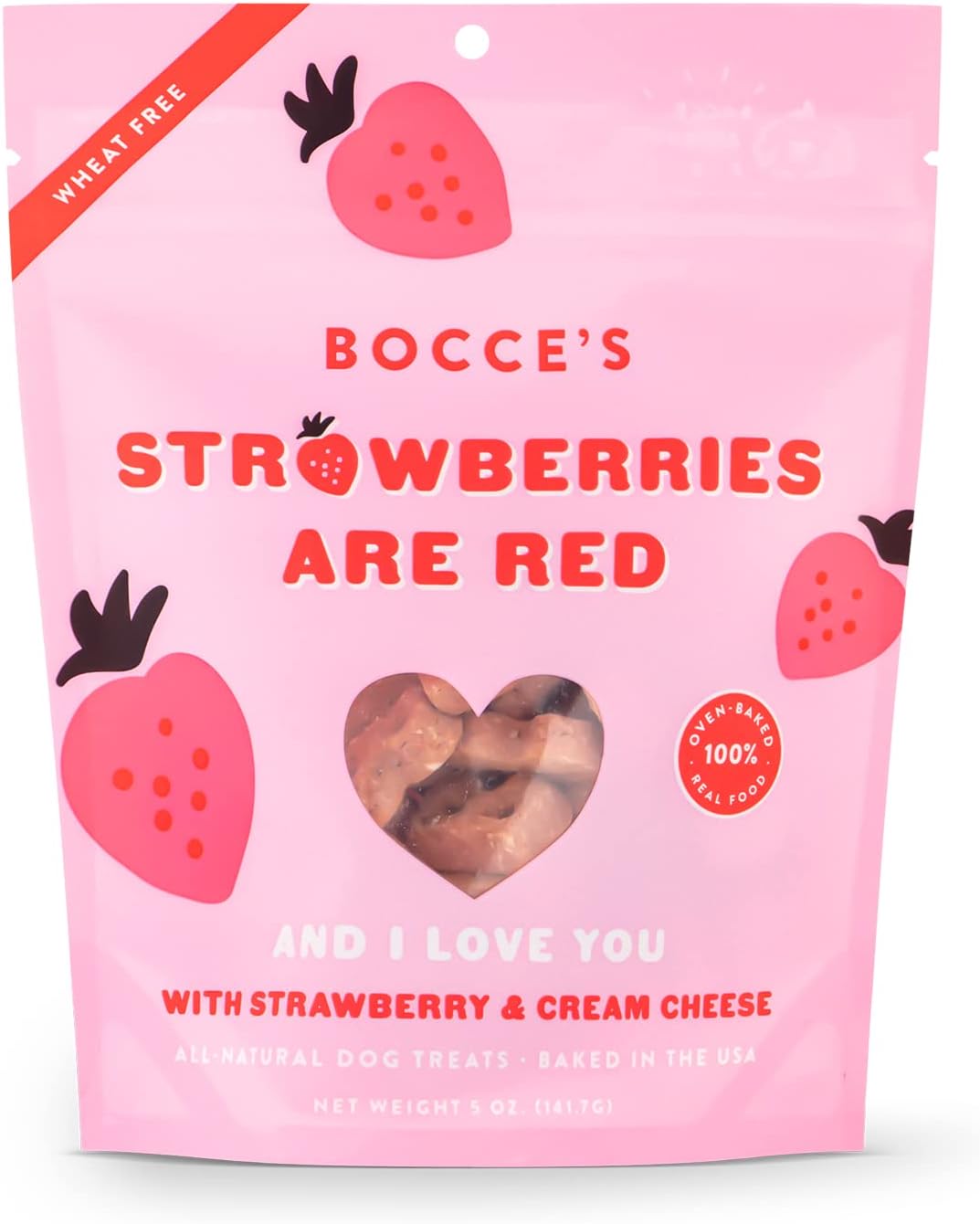 Bocce's Bakery Volledig natuurlijk, seizoensgebonden, aardbeien zijn rode hondensnoepjes