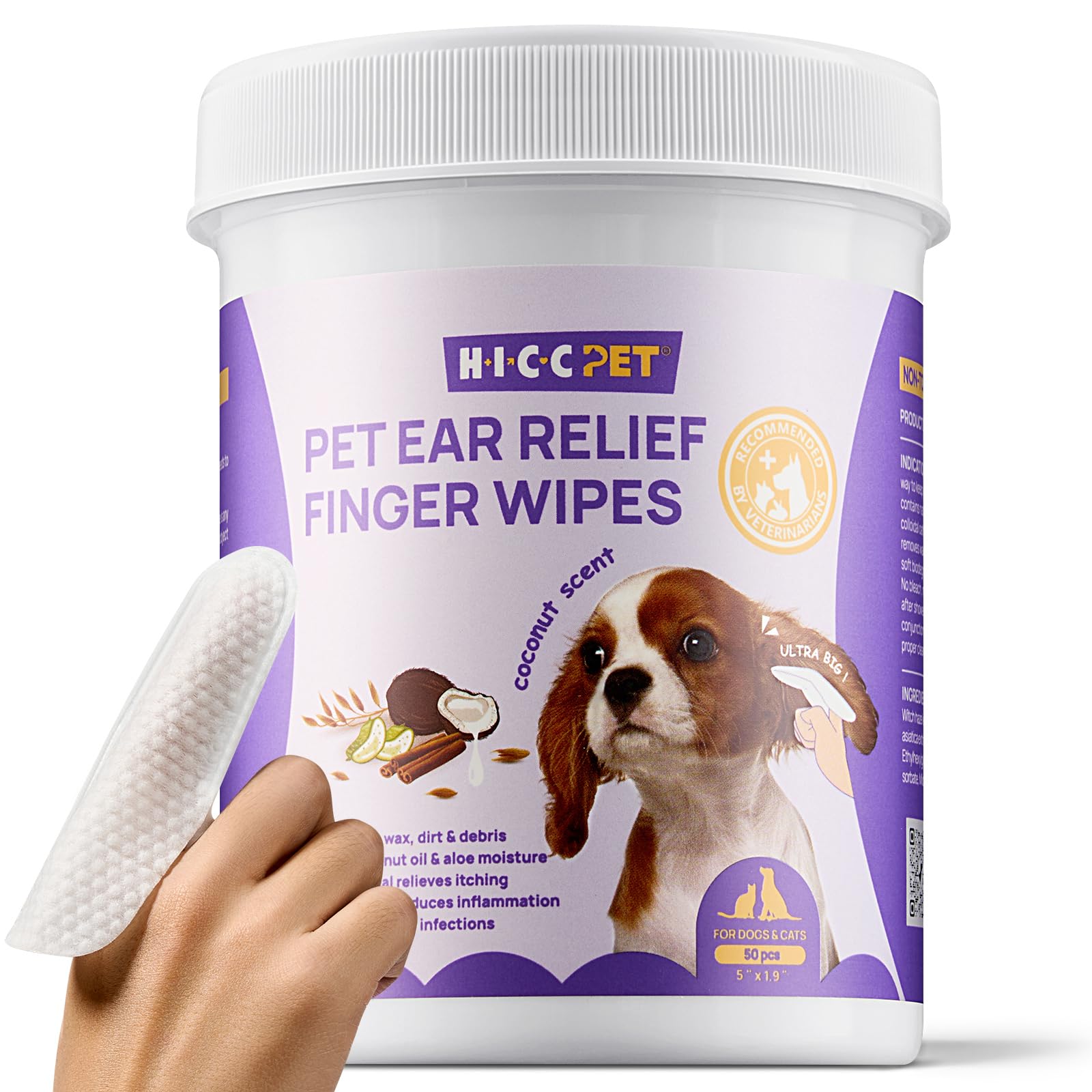 HICC PET Ear Finger Wipes voor honden en katten